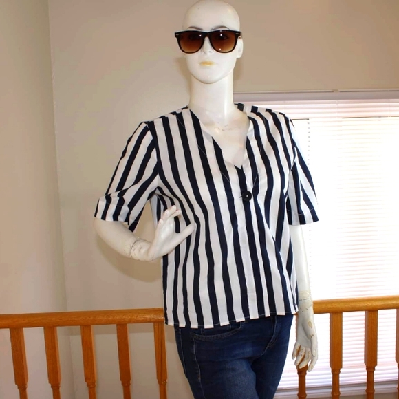 MNG Stripe Print Blouse - Picture 2 of 7
